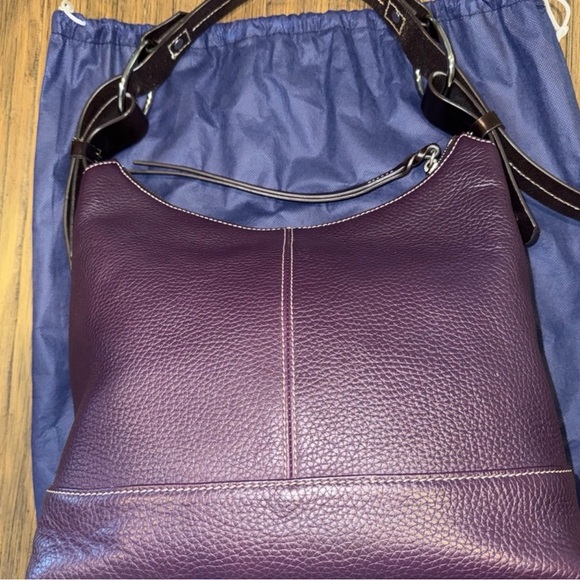 Dooney & Bourke Plum Pebbled Leather Shoulder Bag - Picture 4 of 9